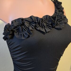 Kenneth Cole Black One-Shoulder Ruffle Swim One-Piece